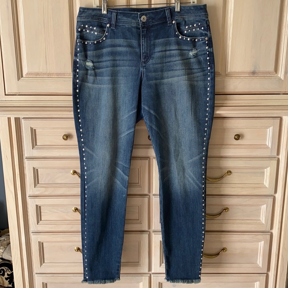 INC studded distressed jeans